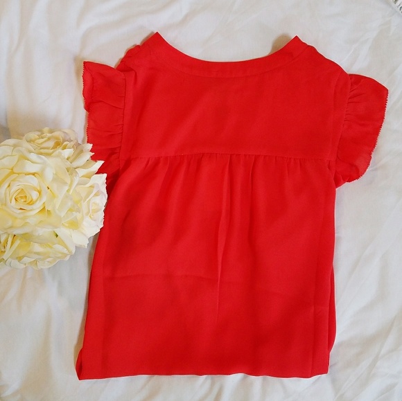 Beautiful Peachy Red Ruffle Tank - Picture 3 of 5